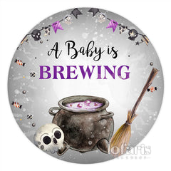 Lofaris Lovely Baby Is Brewing Circle Shower Backdrop