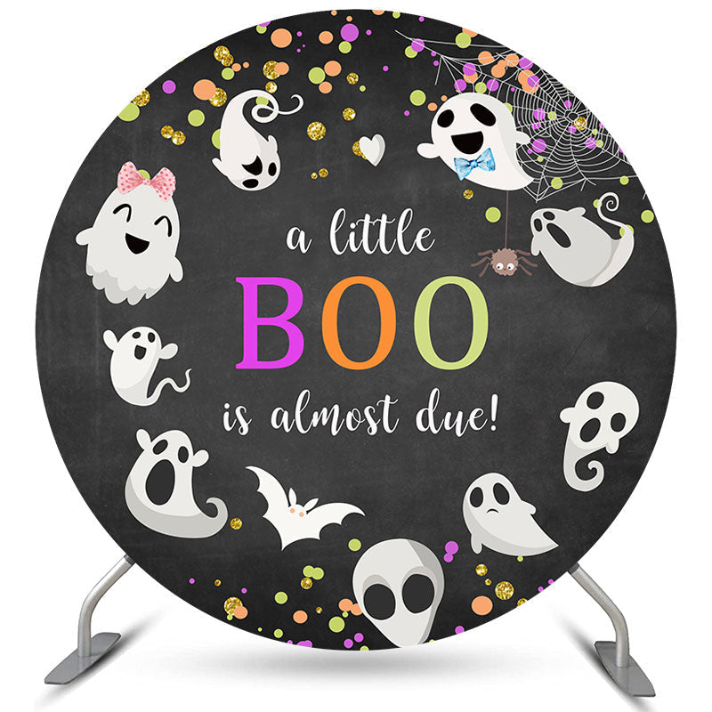 Lofaris Lovely Boo Is Almost Here Round Baby Shower Backdrop