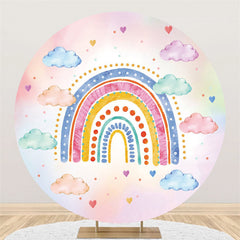 Lofaris Lovely Cartoon Sky With Rainbow Heart Circle Backdrop