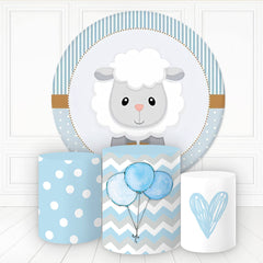 Lofaris Lovely Lamb Balloon Heart Round Backdrop Kit For Boy