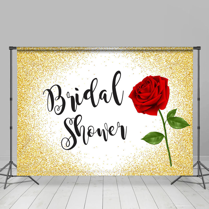 Lofaris Lovely Red Rose Simple Gold Dot Bridal Shower Backdrop