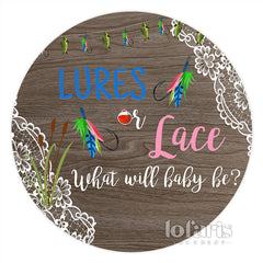 Lofaris Lures Or Lace Wooden Plants Baby Shower Round Backdrop