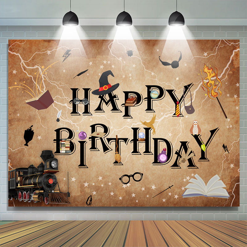 Lofaris Magic Academy Train Happy Birthday Backdrop For Kid