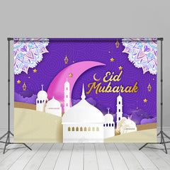 Lofaris Mandala Muslim Buildings Purple Eid Mubarak Backdrop