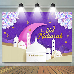 Lofaris Mandala Muslim Buildings Purple Eid Mubarak Backdrop