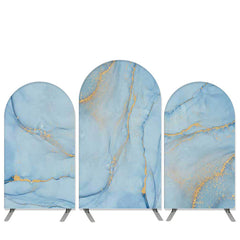 Lofaris Marble Texture Theme Blue And Gold Birthday Arch Backdrop Kit