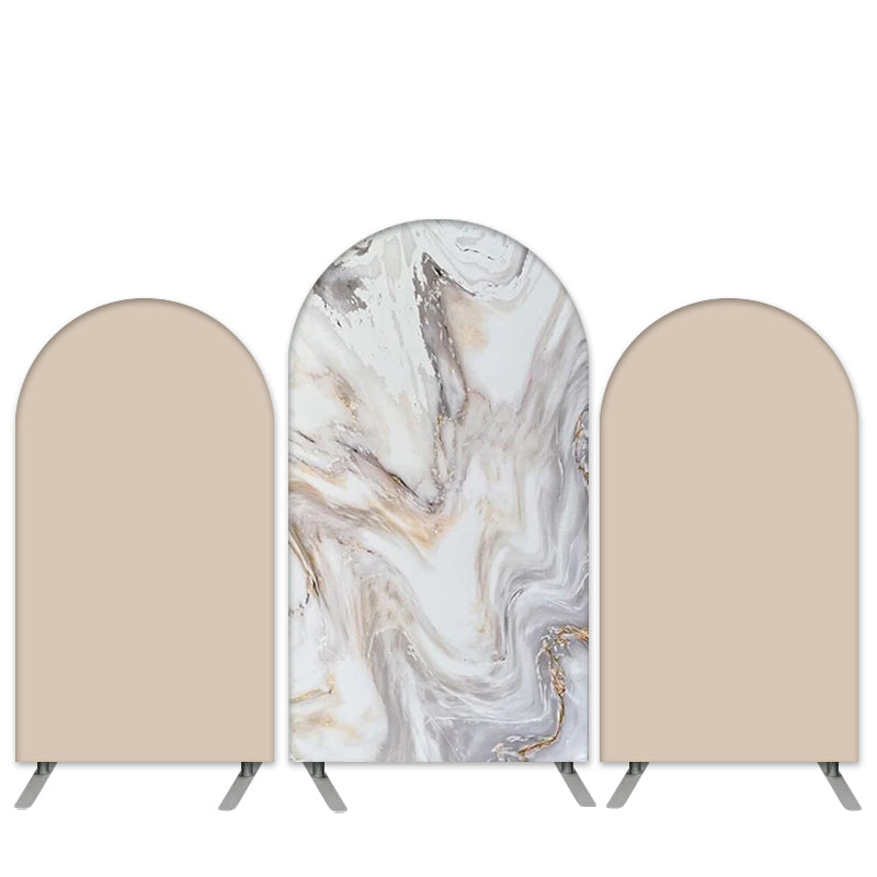 Lofaris Marble Texture Theme Khaki Birthday Arch Backdrop Kit