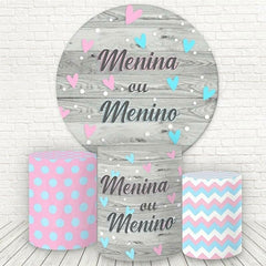 Lofaris Menina And Menino Gray Wood Round Baby Shower Backdrop Kit