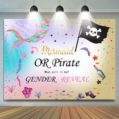 Lofaris Mermaid Or Pirate What Will Be Baby Shower Backdrop