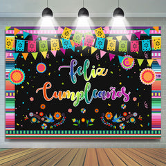 Lofaris Mexican Fiesta Flower Happy Birthday Backdrop