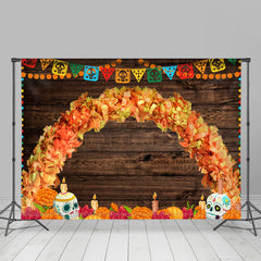 Lofaris Mexican Fiesta Skeleton Candle Wood Themed Backdrop