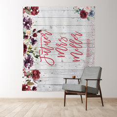 Lofaris Miss To Mis Floral Stripe Wooden Backdrop For Wedding