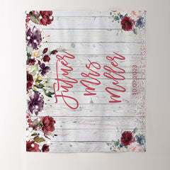 Lofaris Miss To Mis Floral Stripe Wooden Backdrop For Wedding