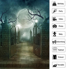 Lofaris Misty Creepy Forest Full Moon Halloween Party Backdrop