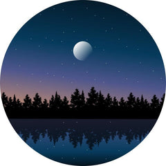 Lofaris Moon And Star Forest Night Round Birthday Backdrop