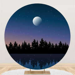 Lofaris Moon And Star Forest Night Round Birthday Backdrop