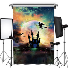 Lofaris Moon Horrible Night Scary Castle Witch Halloween Backdrop