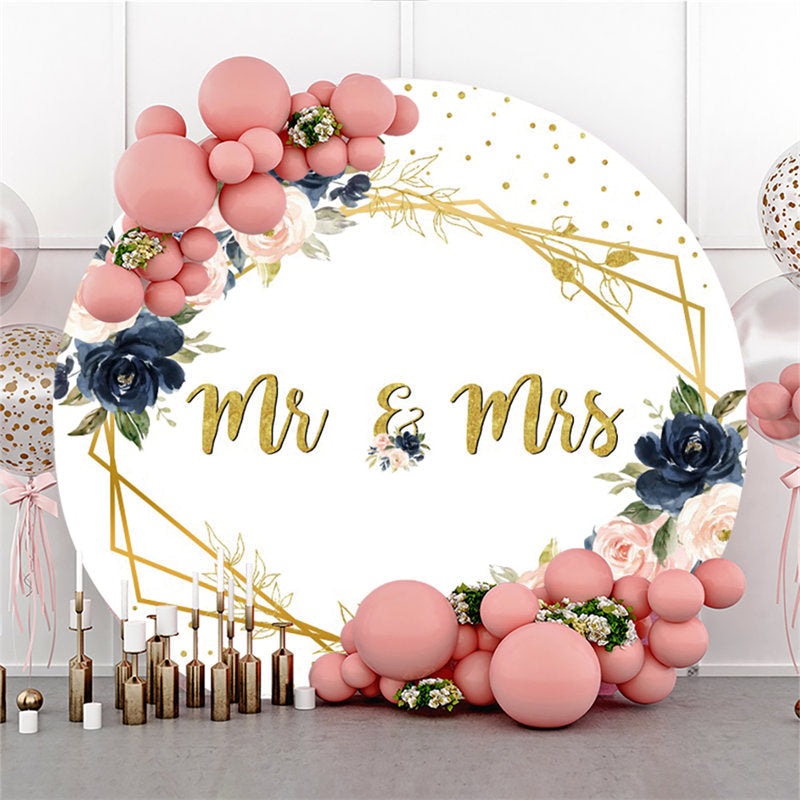 Lofaris Mr And Mrs Saffron Flower White Wedding Circle Backdrop