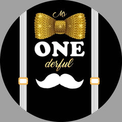 Lofaris Mr.One Derful Black And White Round Birthday Backdrop