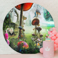 Lofaris Mushroom Wonderland Ghost Cat Round Party Backdrop