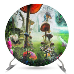 Lofaris Mushroom Wonderland Ghost Cat Round Party Backdrop