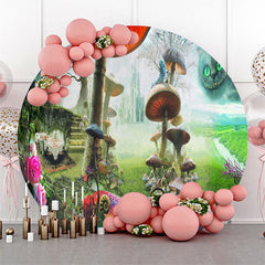 Lofaris Mushroom Wonderland Ghost Cat Round Party Backdrop