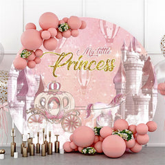 Lofaris My Little Princess Glitter Pink Castle Circle Backdrop