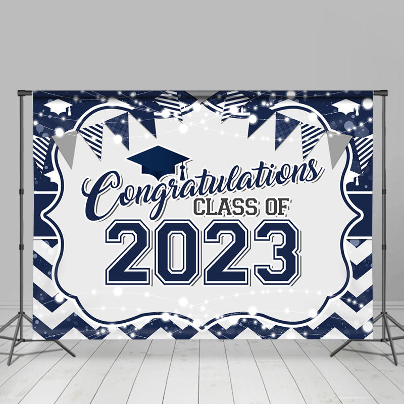 Lofaris Navy Blue Congratulations Class Of 2023 Backdrop