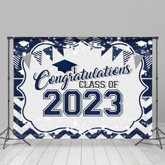 Lofaris Navy Blue Congratulations Class Of 2023 Backdrop