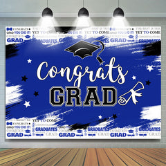 Lofaris Navy Blue Graffiti Congrats Graduation Backdrop