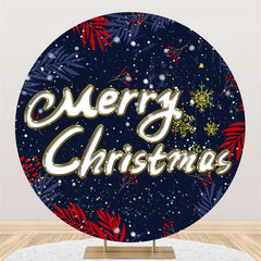 Lofaris Navy Blue Snowflake Round Merry Chrismas Backdrops