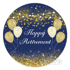 Lofaris Navy Blue With Balloons Circle Happy Birthday Backdrop