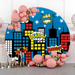 Lofaris Night City Building Personalized Round Backdrop