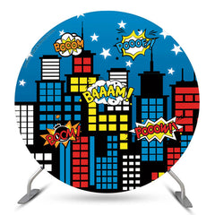 Lofaris Night City Building Personalized Round Backdrop