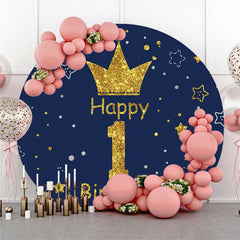 Lofaris Nighty Sky With Stars Circle Happy 1St Birthday Backdrop