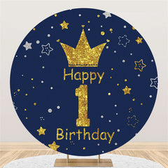 Lofaris Nighty Sky With Stars Circle Happy 1St Birthday Backdrop