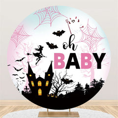 Lofaris Oh Baby Cobweb Castle Bat Shower Round Backdrop