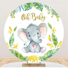 Lofaris Oh Baby Elephant And Banana Round Shower Backdrop