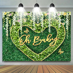 Lofaris Oh Baby Floral Greeny Heart Gender Reveal Banner