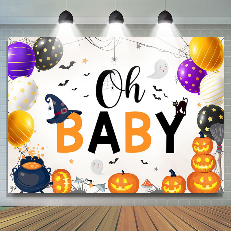 Lofaris Oh Baby Halloween Balloons Boo Shower Backdrop