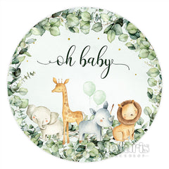 Lofaris Oh Baby Jungle Animal Theme Shower Circle Backdrop