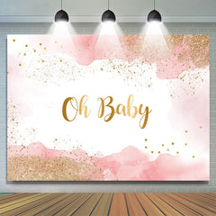 Lofaris Oh Baby Pink Glitter Boho Gender Reveal Backdrop