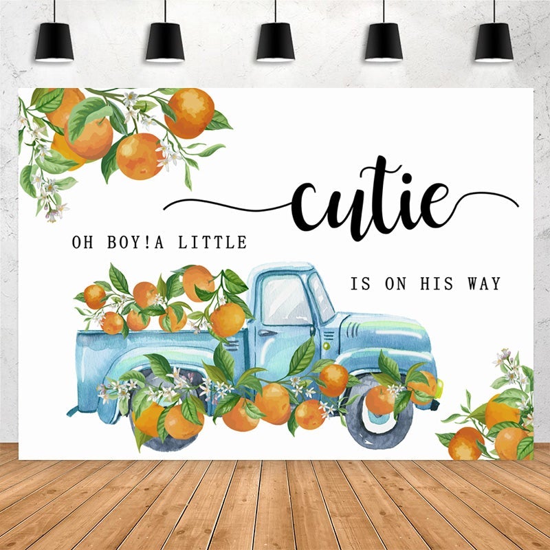 Lofaris Oh Boy A Little Cutie Is On His Way Baby Shower Backdrop