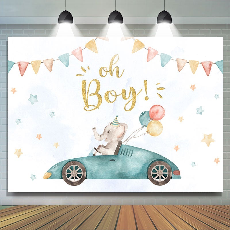 Lofaris Oh Boy Balloon Elephant Baby Shower Photo Backdrop