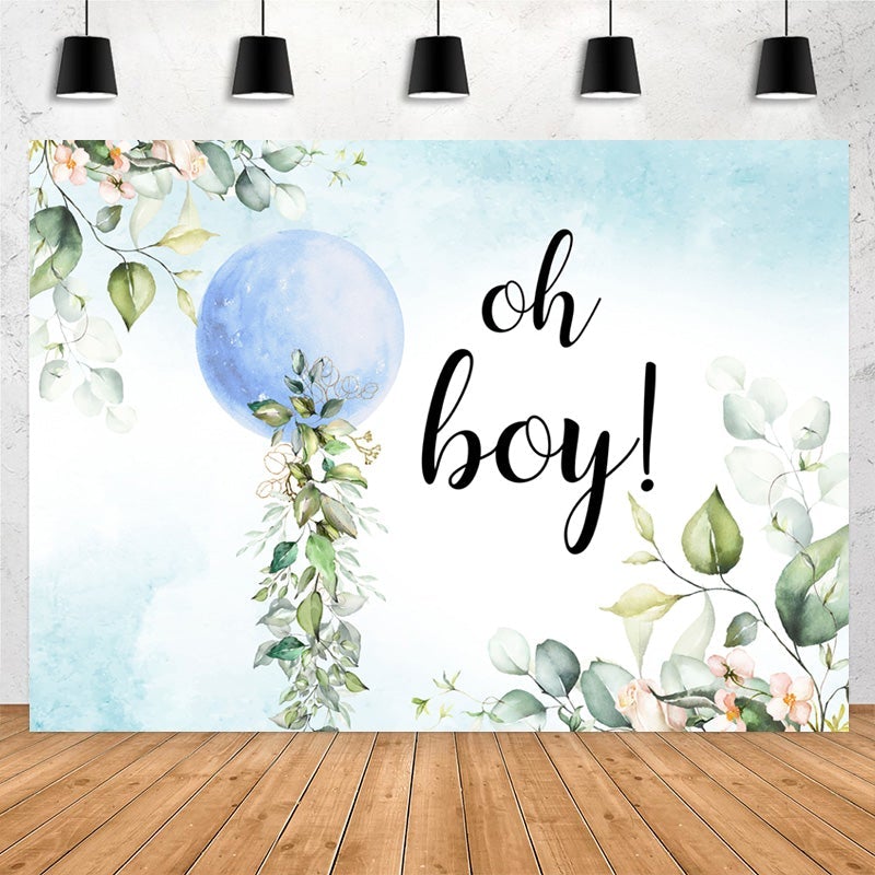 Lofaris Oh Boy Blue Ball Leaves Baby Shower Backdrop For Party