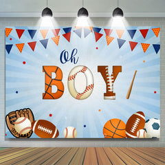 Lofaris Oh Boy Flags And Baseball Themed Baby Shower Backdrop