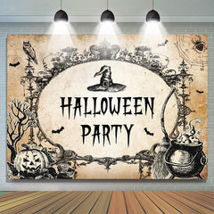 Lofaris Old Fashion Black Scary Happy Halloween Party Backdrop