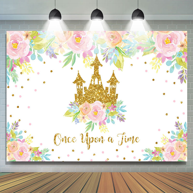 Lofaris Once Upon A Time Floral 1st Princess Birthday Backdrop