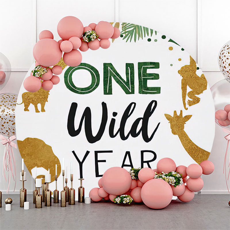 Lofaris One Wild Year Safari Round Birthday Party Backdrop