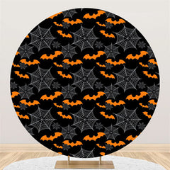 Lofaris Orange Bat Black White Happy Halloween Theme Backdrop